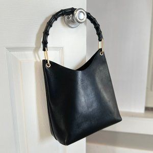 SOLD Gucci Black Bamboo Shopper Leather Tote Bag